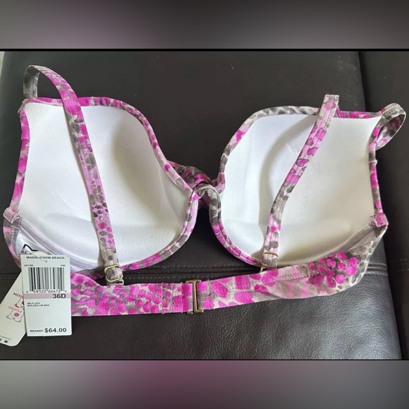 NWT Maidenform Bra Top 36D Top / Matching XL Tummy Control Bottom Pink & Gray - Picture 3 of 6
